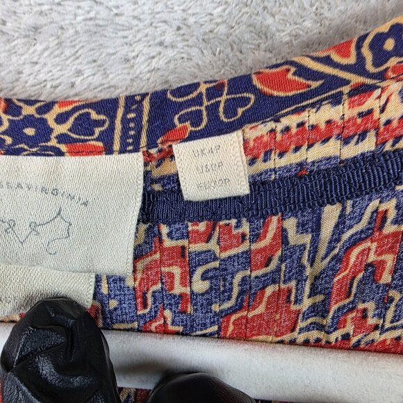 Anthropologie Shirt Womens Large Blue Orange Elephant Print Boho Peasant Top - Picture 3 of 11